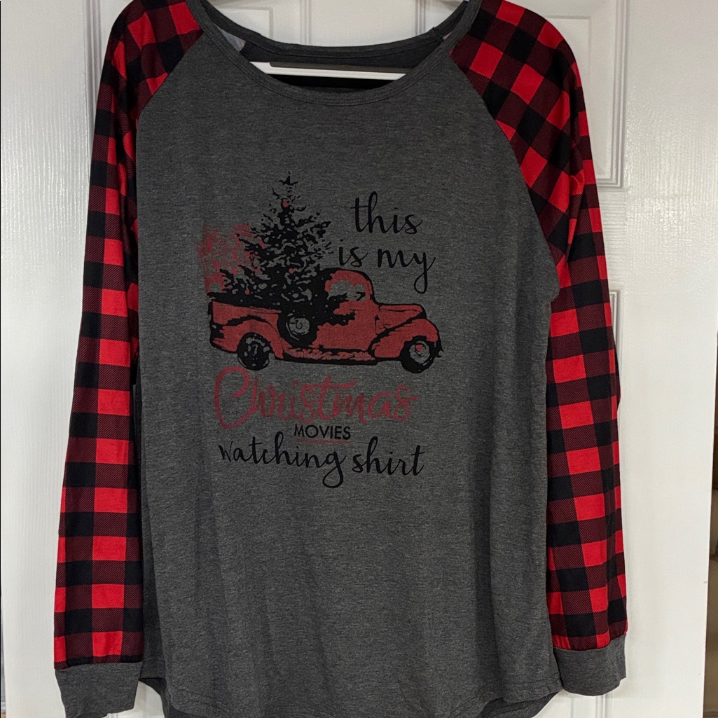 Source Unknown Gray And Red Long Sleeve Tee
